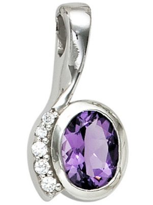 SIGO Anhänger 925 Sterling Silber rhodiniert mit Zirkonia lila violett