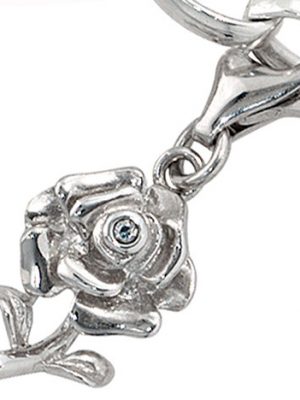 SIGO Einhänger Charm Rose 925 Sterling Silber rhodiniert 1 Zirkonia