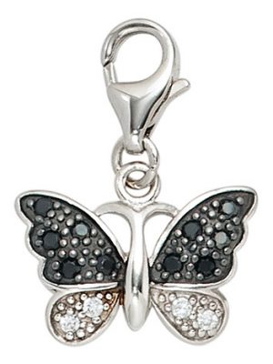 SIGO Einhänger Charm Schmetterling 925 Sterling Silber rhodiniert mit Zirkonia