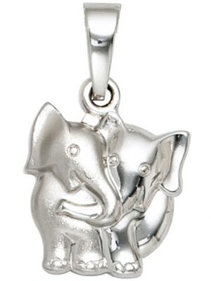 SIGO Kinder Anhänger Elefant 925 Sterling Silber rhodiniert mattiert Kinderanhänger