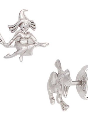 SIGO Kinder Ohrstecker Hexe 925 Sterling Silber mattiert Ohrringe Kinderohrringe