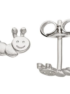 SIGO Kinder Ohrstecker Raupe 925 Sterling Silber mattiert Ohrringe Kinderohrringe