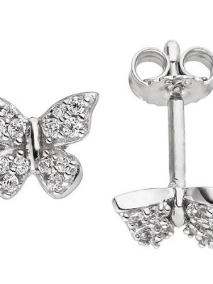 SIGO Kinder Ohrstecker Schmetterling 925 Silber mit Zirkonia Kinderohrringe