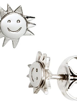 SIGO Kinder Ohrstecker Sonne 925 Sterling Silber mattiert Ohrringe Kinderohrringe