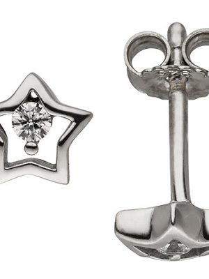 SIGO Kinder Ohrstecker Stern 925 Sterling Silber 2 Zirkonia Kinderohrringe