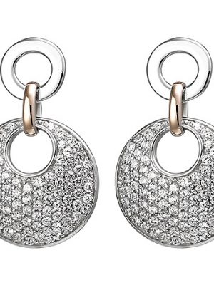 SIGO Ohrhänger 925 Sterling Silber bicolor vergoldet 178 Zirkonia Ohrringe