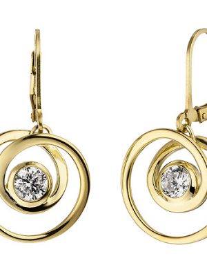 SIGO Ohrhänger 925 Sterling Silber gold vergoldet 2 Zirkonia Ohrringe Boutons