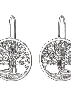 SIGO Ohrhänger Baum 925 Sterling Silber 14 Zirkonia Ohrringe Silberohrringe