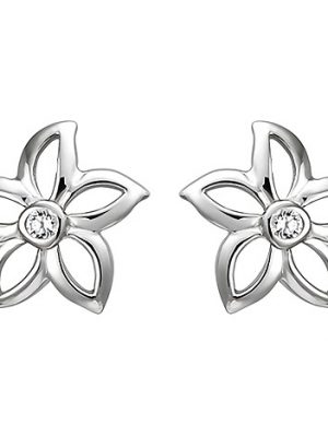 SIGO Ohrstecker Blume 925 Sterling Silber 2 Zirkonia Ohrringe Silberohrringe