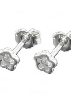 SIGO Ohrstecker, Blume mit Zirkonia, Silber 925