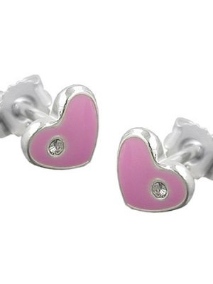 SIGO Ohrstecker, Herz pink, Silber 925