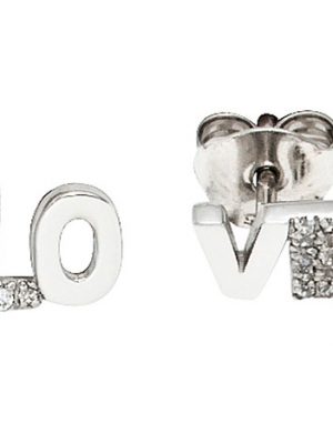 SIGO Ohrstecker LOVE Liebe 925 Sterling Silber rhodiniert mit Zirkonia Ohrringe