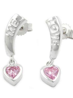 SIGO Ohrstecker, LOVE, Zirkonia-pink, Silber 925