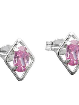 SIGO Ohrstecker Rhombus pink Zirkonia Silber 925