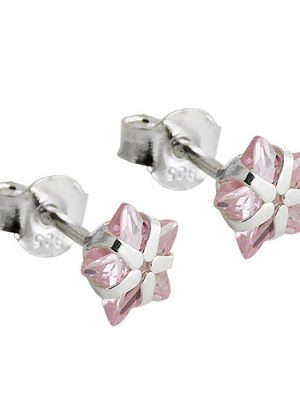 SIGO Ohrstecker, Zirkonia Stern rosa, Silber 925