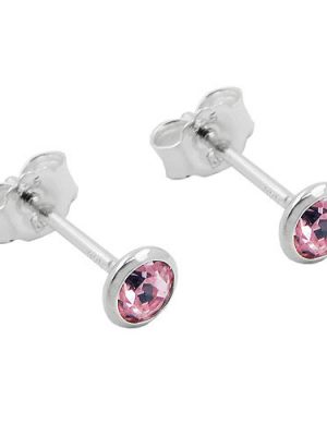 SIGO Ohrstecker, Zirkonia pink, Silber 925