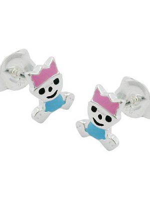 SIGO Ohrstecker, pink-hellblau, Silber 925