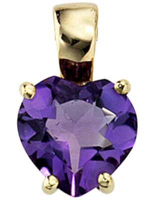 SIGO Anhänger Herz 333 Gold Gelbgold 1 Amethyst lila violett Herzanhänger