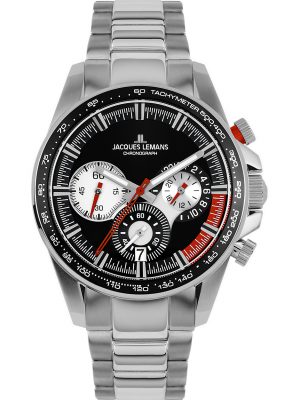 Jacques Lemans Herrenuhr im SALE Chronograph 1-2127E, Schwarz, EAN: 4040662164715