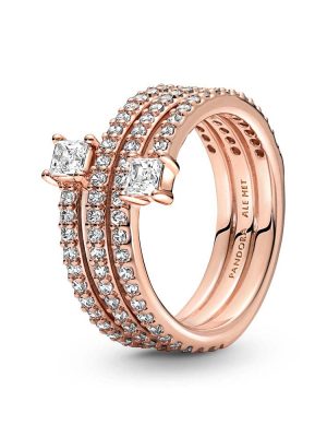 Pandora Ring - 50 925 Silber vergoldet, Zirkonia roségold