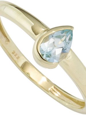 SIGO Damen Ring 333 Gold Gelbgold 1 Blautopas hellblau blau Goldring