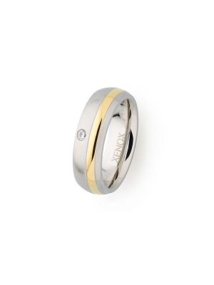 XENOX Ring - 48 Edelstahl, Zirkonia silber