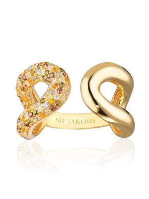 SIF Jakobs Ring - Capri Due - SJ-R62015-ACZ-SG-58 925 Silber vergoldet, Zirkonia gold