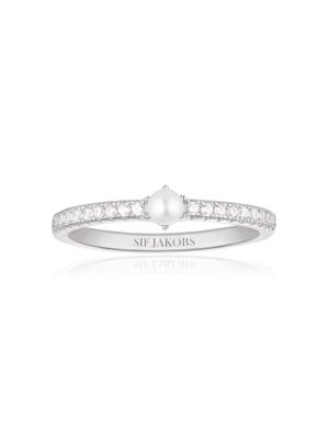 SIF Jakobs Ring - Ellera Perla Uno - SJ-R12284-CZ-SS-52 925 Silber, Süßwasserperle, Zirkonia silber