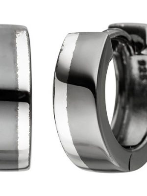 SIGO Creolen 925 Sterling Silber anthrazit bicolor Ohrringe