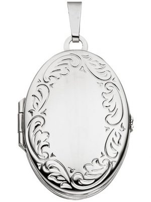 SIGO Medaillon oval 925 Sterling Silber rhodiniert Anhänger zum Öffnen