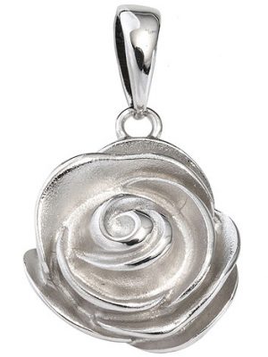 SIGO Anhänger Rose 925 Sterling Silber rhodiniert mattiert