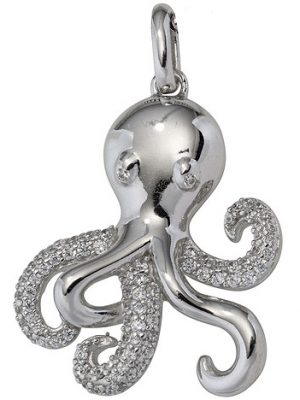 SIGO Anhänger Krake 925 Sterling Silber rhodiniert mit Zirkonia Octopus