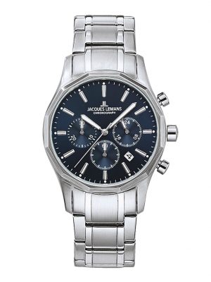 Herren-Chronograph Jacques Lemans- Serie: Stockholm, Kollektion: Classic Jacques Lemans Silberfarben