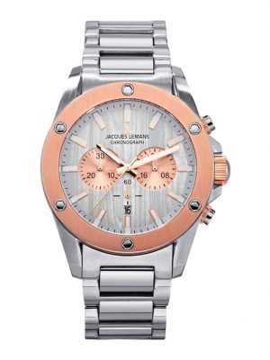 Herren-Chronograph Livepool; Sport 1-1812E Jacques Lemans Silberfarben/Rosé