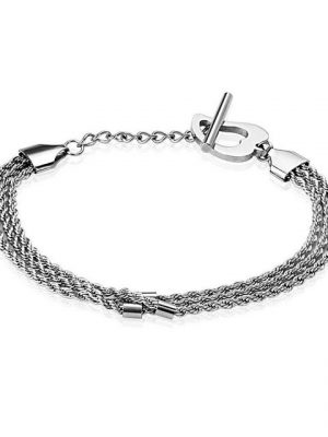 BUNGSA Armband "Armband Herz dreifach Silber aus Edelstahl Unisex" (1 Armband, 1-tlg., inkl. Schmuckbeutel aus Organza), Bracelet Armschmuck