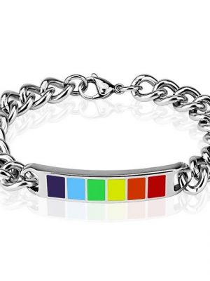 BUNGSA Königsarmband "Armband Regenbogen Silber aus Edelstahl Unisex" (1 Armband, 1-tlg., inkl. Schmuckbeutel aus Organza), Bracelet Armschmuck