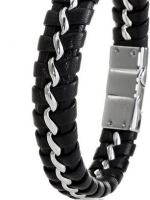 Karisma Lederarmband "Karisma Hochwertiges Geflochtenes Herren Leder Armband Schwarz - Edelstahl 316L Drahlt LB-408-IR 21/22cm"