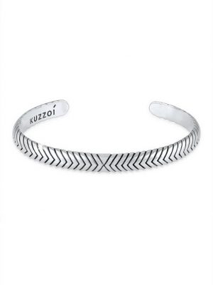 Kuzzoi Armband "Herren Armreif Oxidiert Verstellbar 925 Silber"