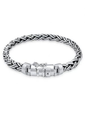 Kuzzoi Armband "Herren Panzer Glieder Kastenverschluss 925 Silber"