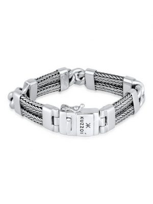 Kuzzoi Armband "Herren Panzer Gliederarmband Modern 925 Silber"