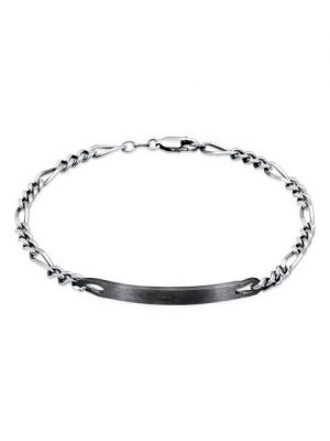 Kuzzoi Silberarmband "Herren ID Platte Figaro Klassisch 925 Silber", Basic Armband