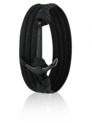 Skipper Armband "Skipper Anker-Armband Wickelarmband Nylon in Schwarz mit Schwarzem Anker 6620"