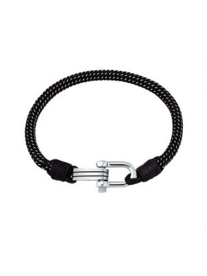 s.Oliver Perlenarmband "S.Oliver Armband Herren 2033918 Edelstahl, Stoff schwarz"