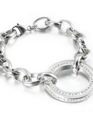 DALMARO.de Edelstahlarmband "Edelstahl Armband SILVER CIRCLE" (Edelstahl, Handgefertigt, Stilvoll), Damen Armband inkl. Schmuckschachtel