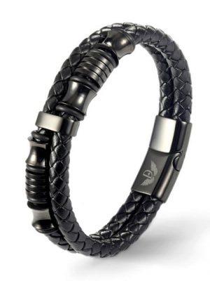 DALMARO.de Lederarmband "Leder Armband COMBO LAYER BLACK" (Edelstahl, Echtleder, Handgefertigt)