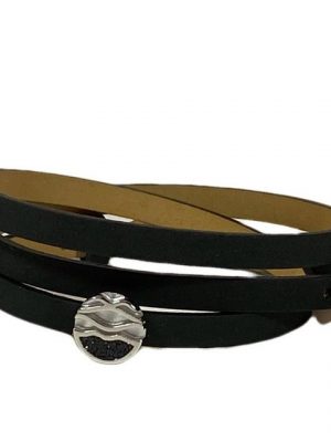 DUR Armband "DUR Schmuck: Armband, Lederarmband schwarz mit Lavasandelement A1598"