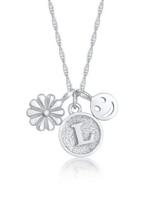 Elli Kette mit Anhänger "Blume Flower Smiley Disc Buchstabe 925 Silber"