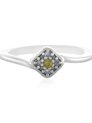 Gelber I2 Diamant-Silberring