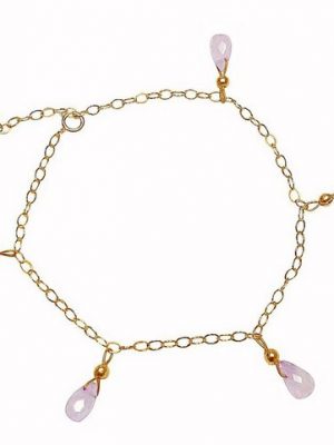 Gemshine Charm-Armband "Rosenquarz Tropfen", Made in Germany