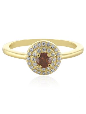 I3 Cognac-Diamant-Silberring